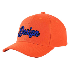 Custom Tangerine Royal-Black Curved Eaves Sport Design Baseball Cap