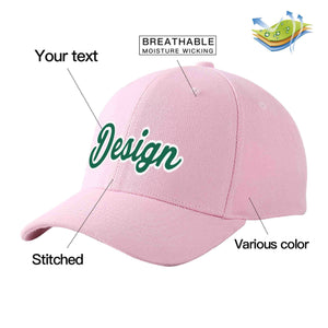 Custom Pink Kelly Green-White Curved Eaves Sport Design Baseball Cap