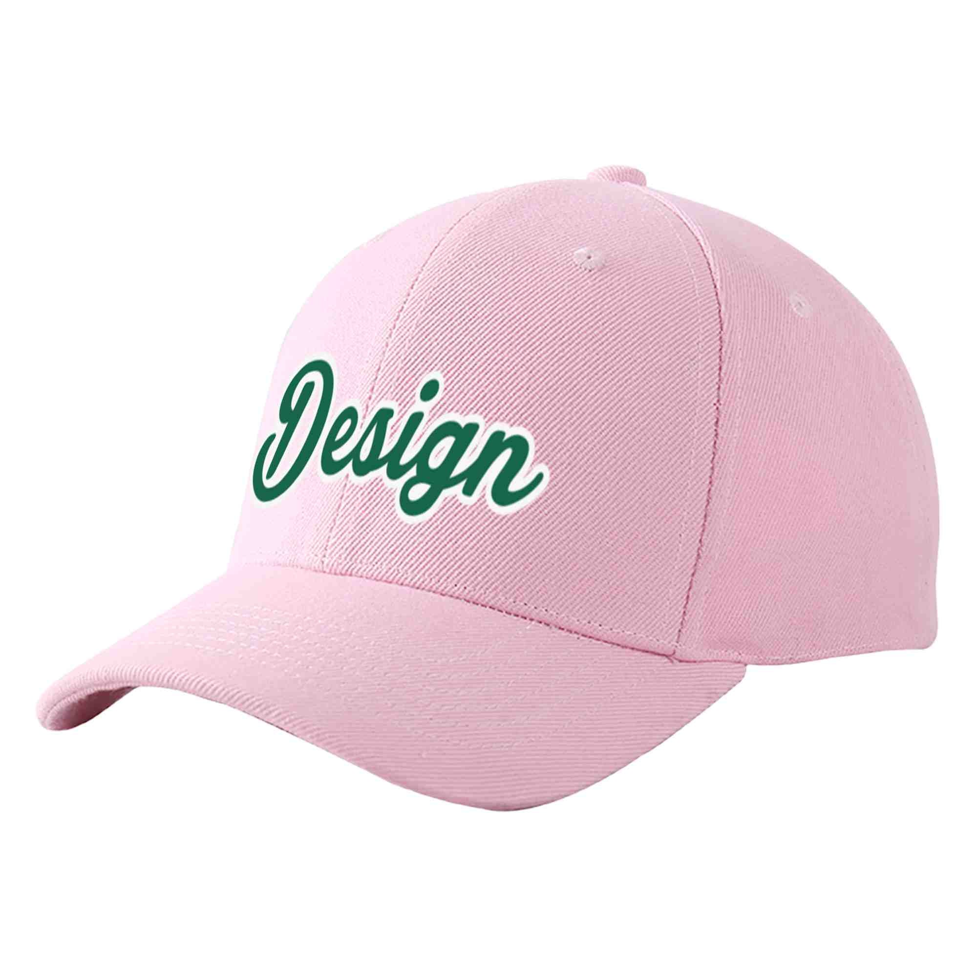 Custom Pink Kelly Green-White Curved Eaves Sport Design Baseball Cap