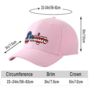 Custom Pink Vintage USA Flag-Gold Curved Eaves Sport Design Baseball Cap