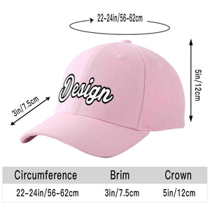 Custom Pink White-Black Curved Eaves Sport Design Baseball Cap