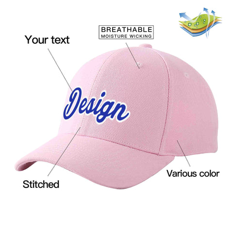 Custom Pink Royal-White Curved Eaves Sport Design Baseball Cap