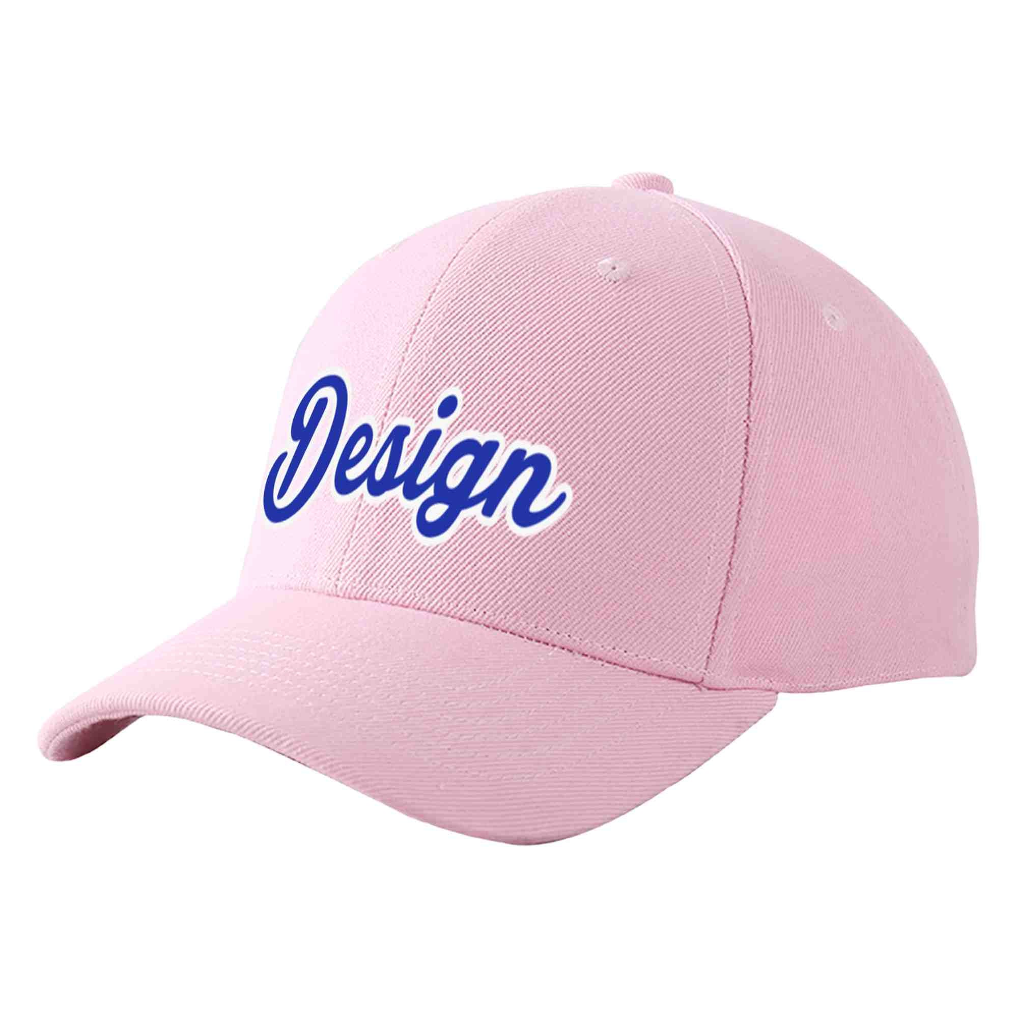 Custom Pink Royal-White Curved Eaves Sport Design Baseball Cap