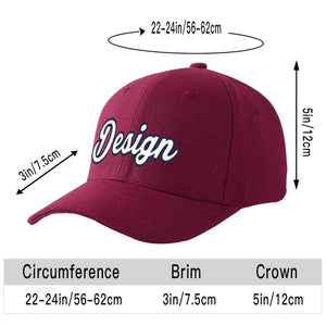 Custom Red Wine White-Navy Curved Eaves Sport Design Baseball Cap