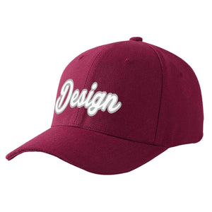 Casquette de baseball de conception de sport d'avant-toit incurvé blanc-gris de vin rouge personnalisé