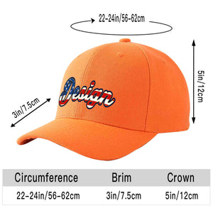 Custom Orange Vintage USA Flag-Gold Curved Eaves Sport Design Baseball Cap