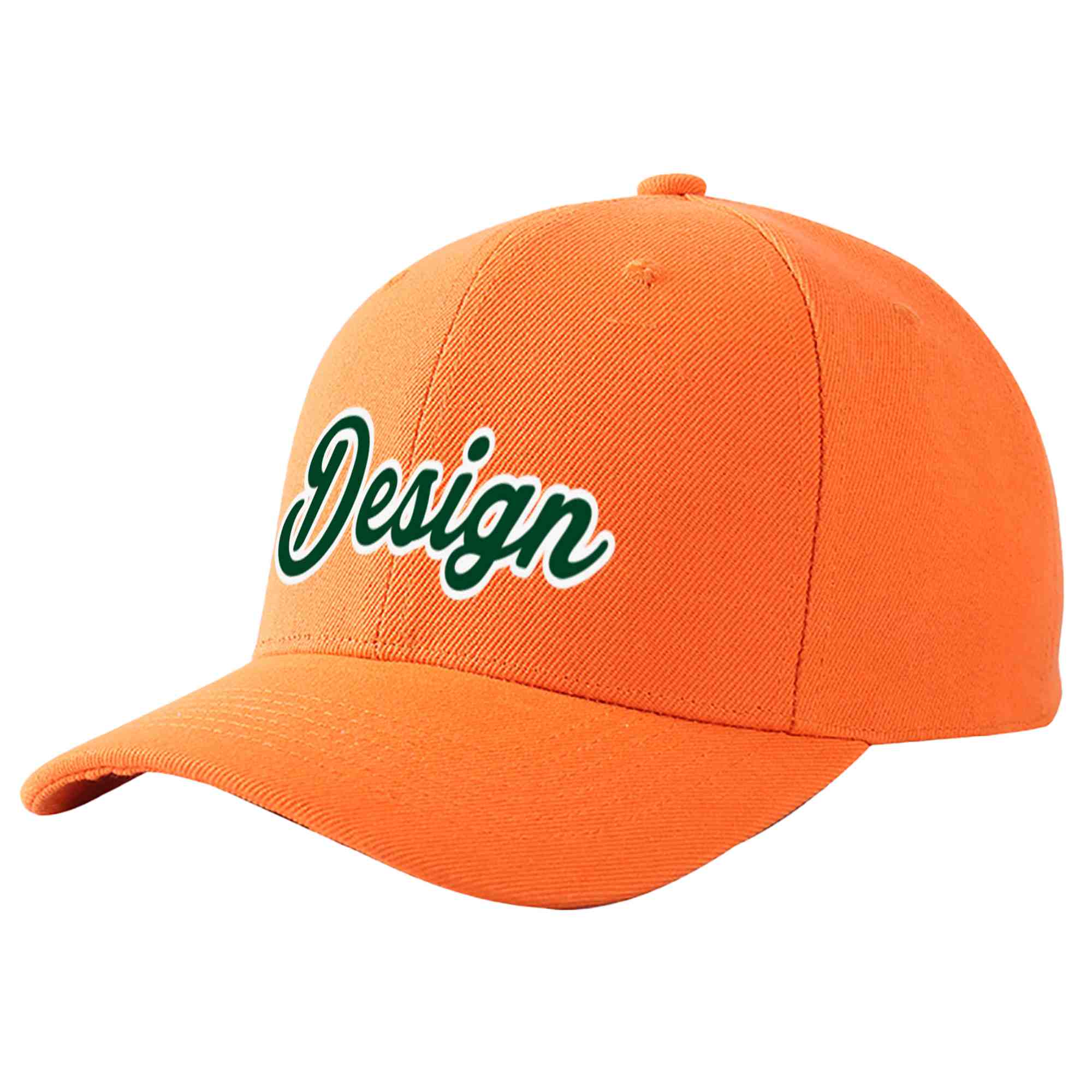 Custom Orange Green-White Curved Eaves Sport Design Baseball Cap