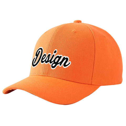 Custom Orange Black-White Curved Eaves Sport Design Baseball Cap