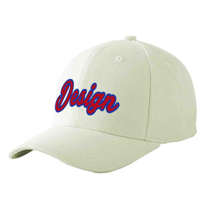 Custom Cream Red-Royal Curved Eaves Sport Design Baseball Cap