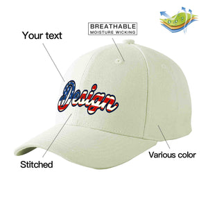 Custom Cream Vintage USA Flag-Gold Curved Eaves Sport Design Baseball Cap