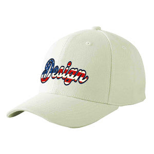 Custom Cream Vintage USA Flag-Gold Curved Eaves Sport Design Baseball Cap