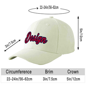 Custom Cream Red-Navy Curved Eaves Sport Design Baseball Cap