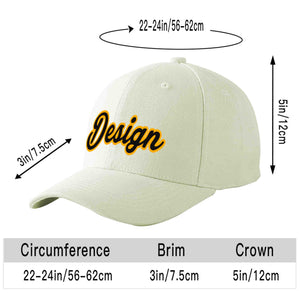 Casquette de baseball incurvée personnalisée crème noir-jaune avec avant-toit