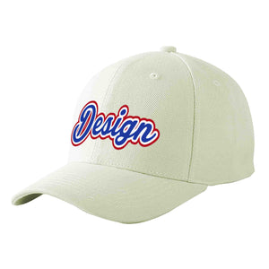 Custom Cream Royal-White Curved Eaves Sport Design Baseball Cap