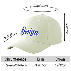 Custom Cream Royal-White Curved Eaves Sport Design Baseball Cap