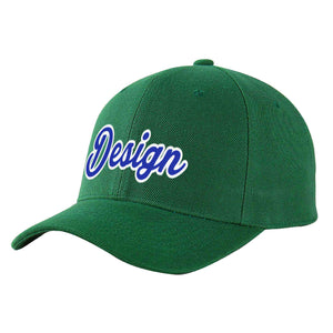 Custom Green Royal-White Curved Eaves Sport Design Baseball Cap