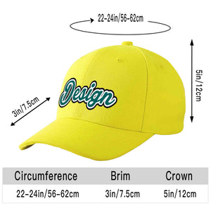 Casquette de baseball personnalisée jaune aqua-blanc courbée Eaves Sport Design