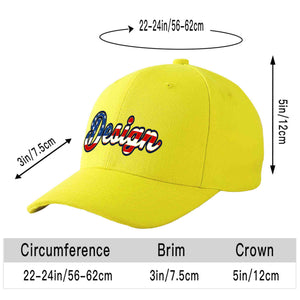 Custom Yellow Vintage USA Flag-Gold Curved Eaves Sport Design Baseball Cap