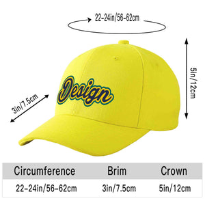 Casquette de baseball courbée personnalisée jaune marine-or avec avant-toit et design sportif