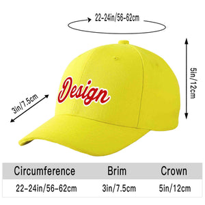 Custom Yellow Red-White Curved Eaves Sport Design Baseball Cap