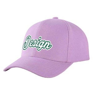 Casquette de baseball personnalisée violet clair blanc-vert Kelly incurvée Eaves Sport Design