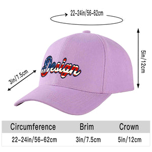 Custom Light Purple Vintage USA Flag-Gold Curved Eaves Sport Design Baseball Cap