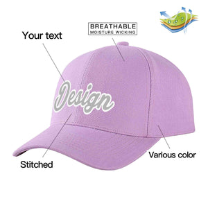 Casquette de baseball personnalisée, violet clair, gris-blanc, courbée, design sportif