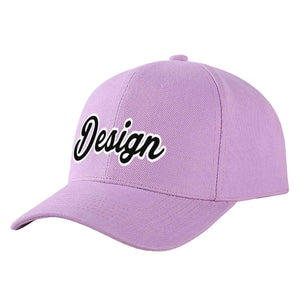 Casquette de baseball personnalisée, violet clair, noir et blanc, design sportif, avec avant-toit incurvé