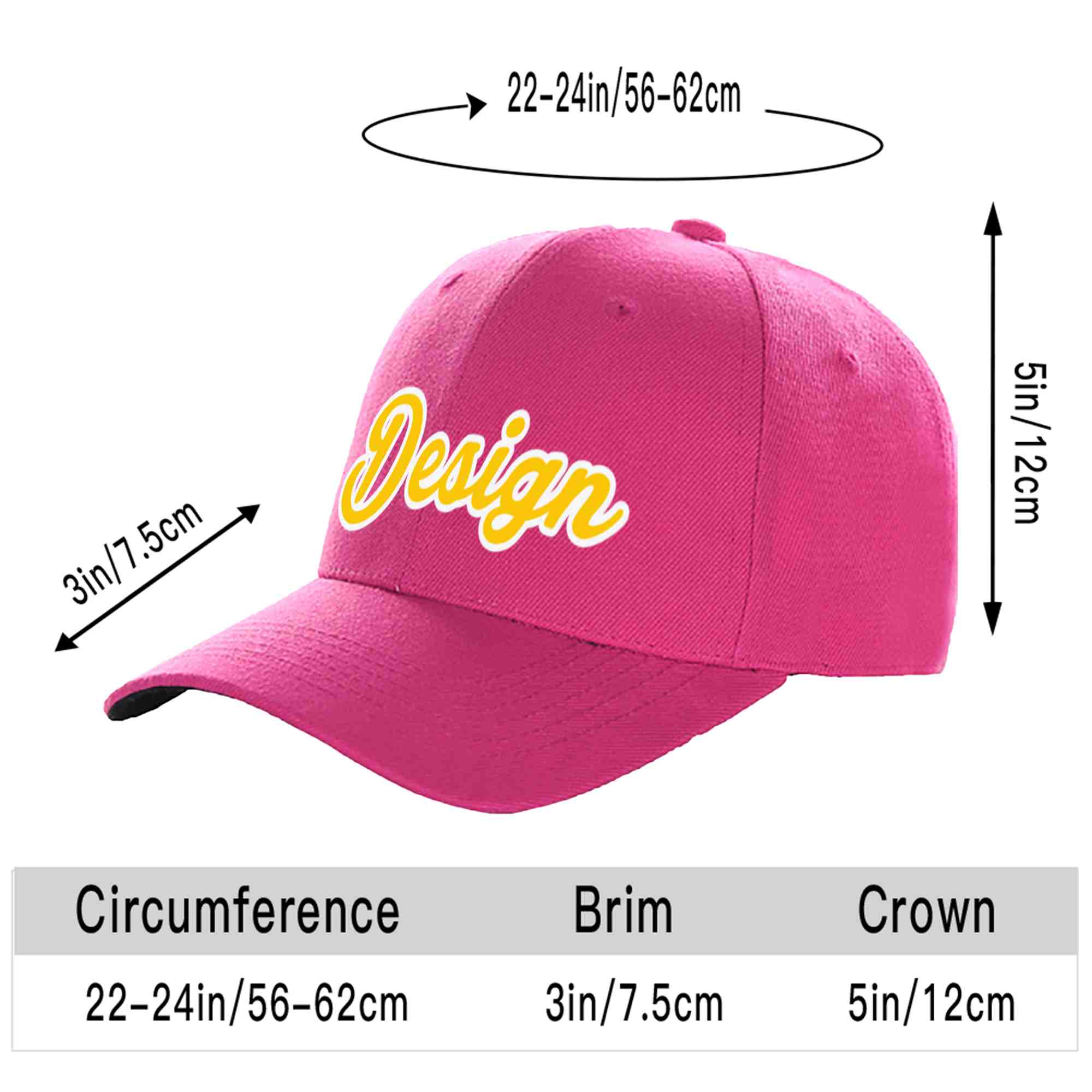 Custom Rose Red Gold-White Curved Eaves Sport Design Baseball Cap