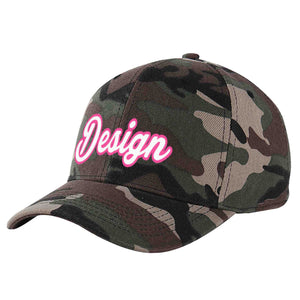 Casquette de baseball personnalisée camouflage blanc-rose avec avant-toit incurvé et design sportif