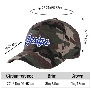 Casquette de baseball personnalisée Camo Royal-White Curved Eaves Sport Design