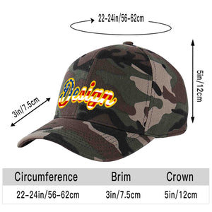 Casquette de baseball personnalisée avec motif camouflage vintage, drapeau américain, avant-toit incurvé doré, design sportif