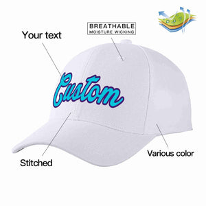 Conception personnalisée de casquette de baseball de sport incurvée bleu clair-violet blanc pour hommes/femmes/jeunes