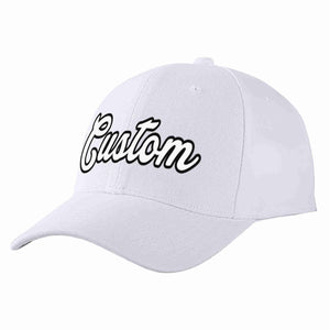 Conception personnalisée de casquette de baseball de sport incurvée blanc-noir blanc pour hommes/femmes/jeunes