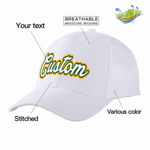 Conception personnalisée de casquette de baseball de sport incurvée blanc-vert Kelly pour hommes/femmes/jeunes