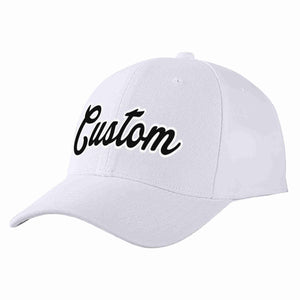 Conception personnalisée de casquette de baseball de sport incurvée blanc noir-blanc pour hommes/femmes/jeunes