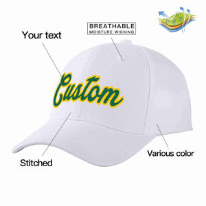 Casquette de baseball de sport incurvée blanche Kelly vert-jaune personnalisée pour hommes/femmes/jeunes