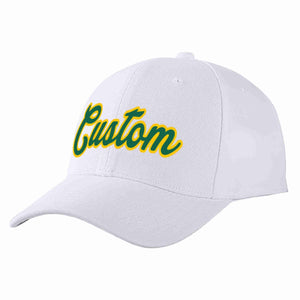 Casquette de baseball de sport incurvée blanche Kelly vert-jaune personnalisée pour hommes/femmes/jeunes