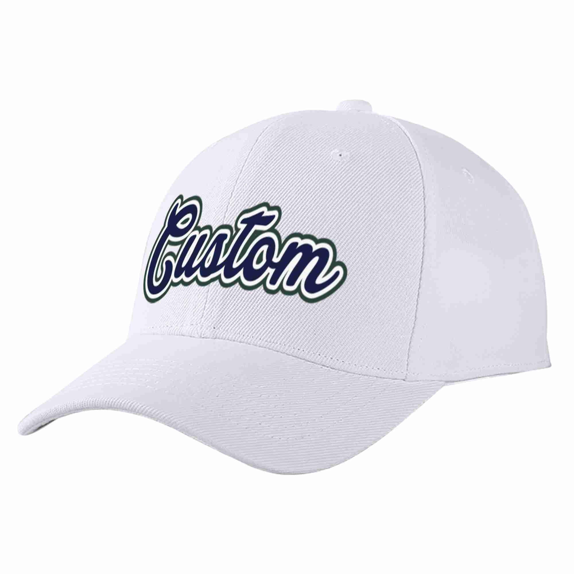 Custom White Navy-White Curved Eaves Sport Baseball Cap Design for Men/Women/Youth