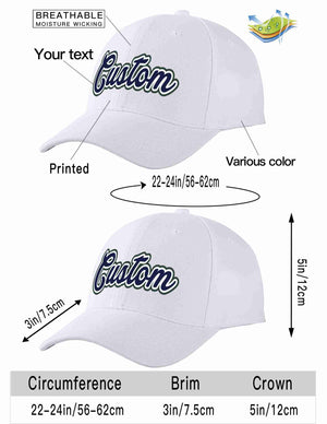 Conception personnalisée de casquette de baseball de sport incurvée blanc marine-blanc pour hommes/femmes/jeunes