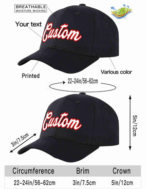 Custom Black White-Red Curved Eaves Sport Baseball Cap Design for Men/Women/Youth