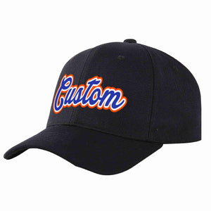 Conception personnalisée de casquette de baseball de sport incurvée noir royal-blanc pour hommes/femmes/jeunes