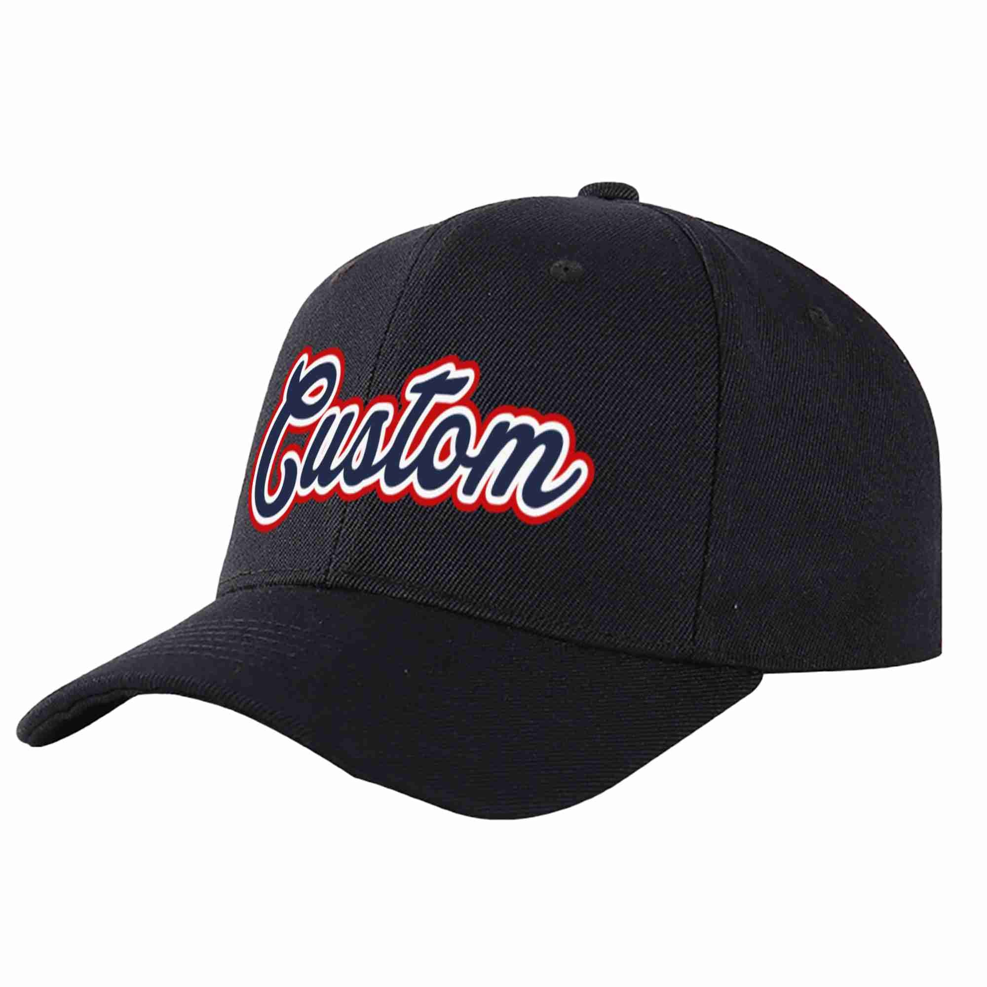 Custom Black Navy-White Curved Eaves Sport Baseball Cap Design for Men/Women/Youth