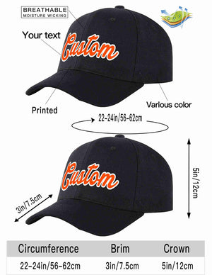 Conception personnalisée de casquette de baseball de sport incurvée noir orange-blanc pour hommes/femmes/jeunes