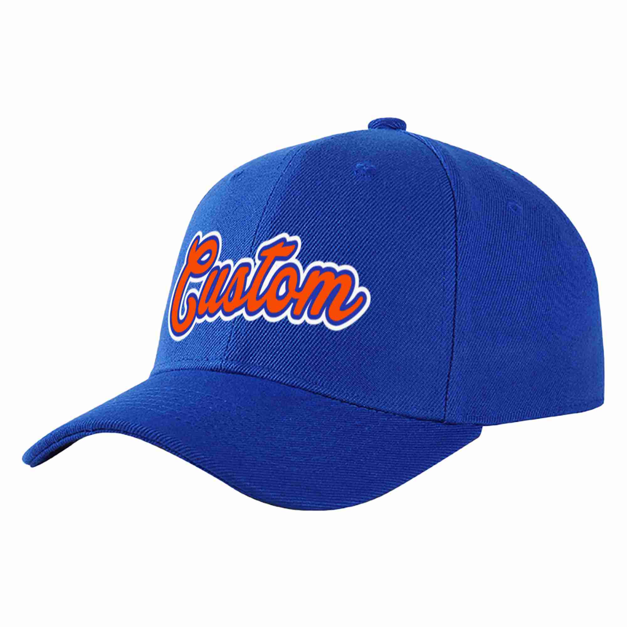 Casquette de baseball personnalisée Royal Orange-Royal Curved Eaves Sport pour hommes/femmes/jeunes