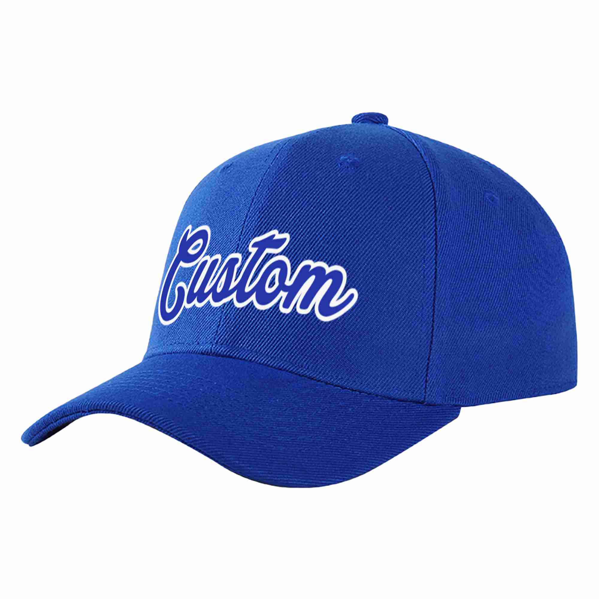 Custom Royal Royal-White Curved Eaves Sport Baseball Cap Design for Men/Women/Youth