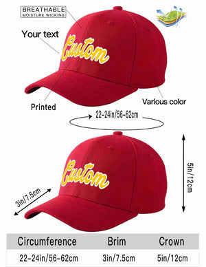 Custom Red Gold-White Curved Eaves Sport Baseball Cap Design for Men/Women/Youth