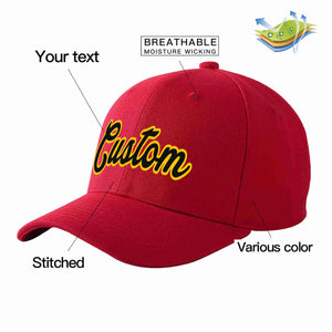 Custom Red Black-Gold Curved Eaves Sport Baseball Cap Design for Men/Women/Youth