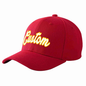 Custom Red White-Gold Curved Eaves Sport Baseball Cap Design for Men/Women/Youth