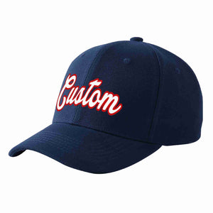 Conception personnalisée de casquette de baseball de sport incurvée blanc-rouge marine pour hommes/femmes/jeunes